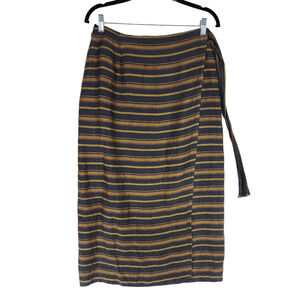 Vtg Marilyn Anselm Hobbs Midi Wrap Skirt sz 14 Women Black Mustard Yellow London
